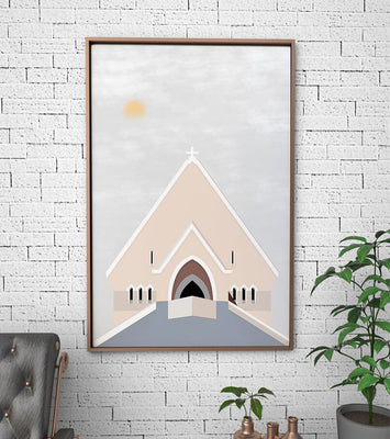 Minimalist Church Architecture with Soft Sunrise