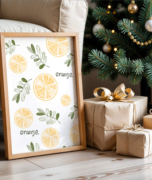 Motif avec des tranches d’orange et des feuilles vertes