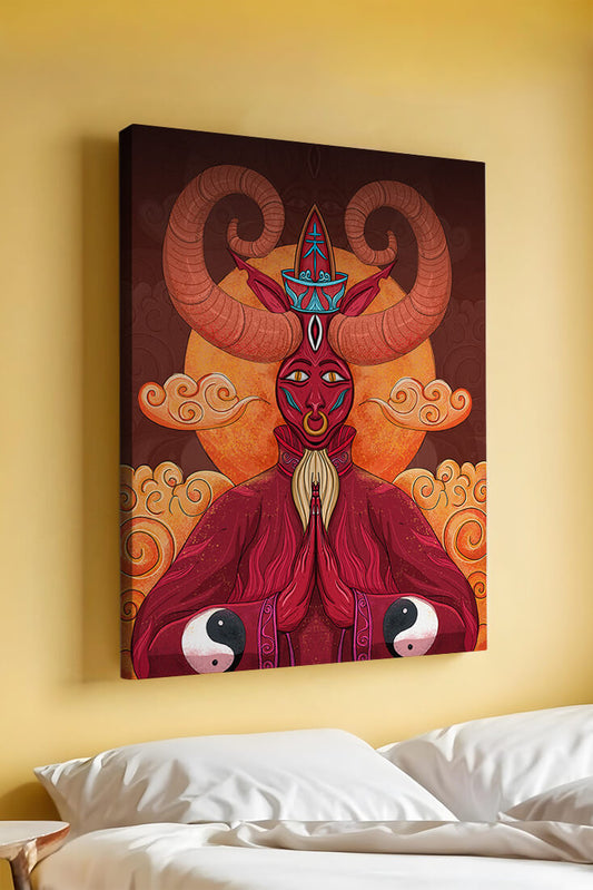 Mythical creature artwork with intricate patterns and symbolism