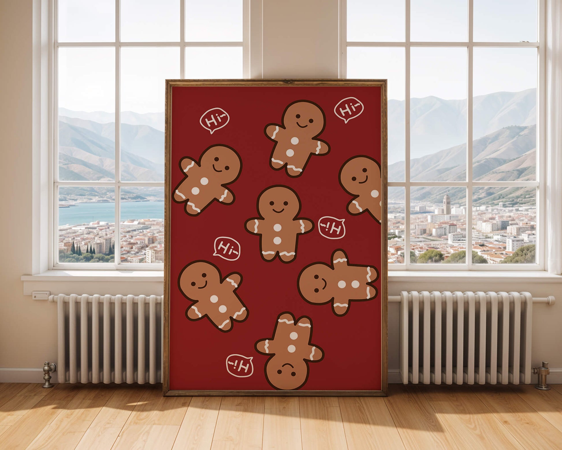 Playful gingerbread pattern with holiday greetings