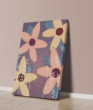 Colorful Floral Pattern with Abstract Leaves and Flowers