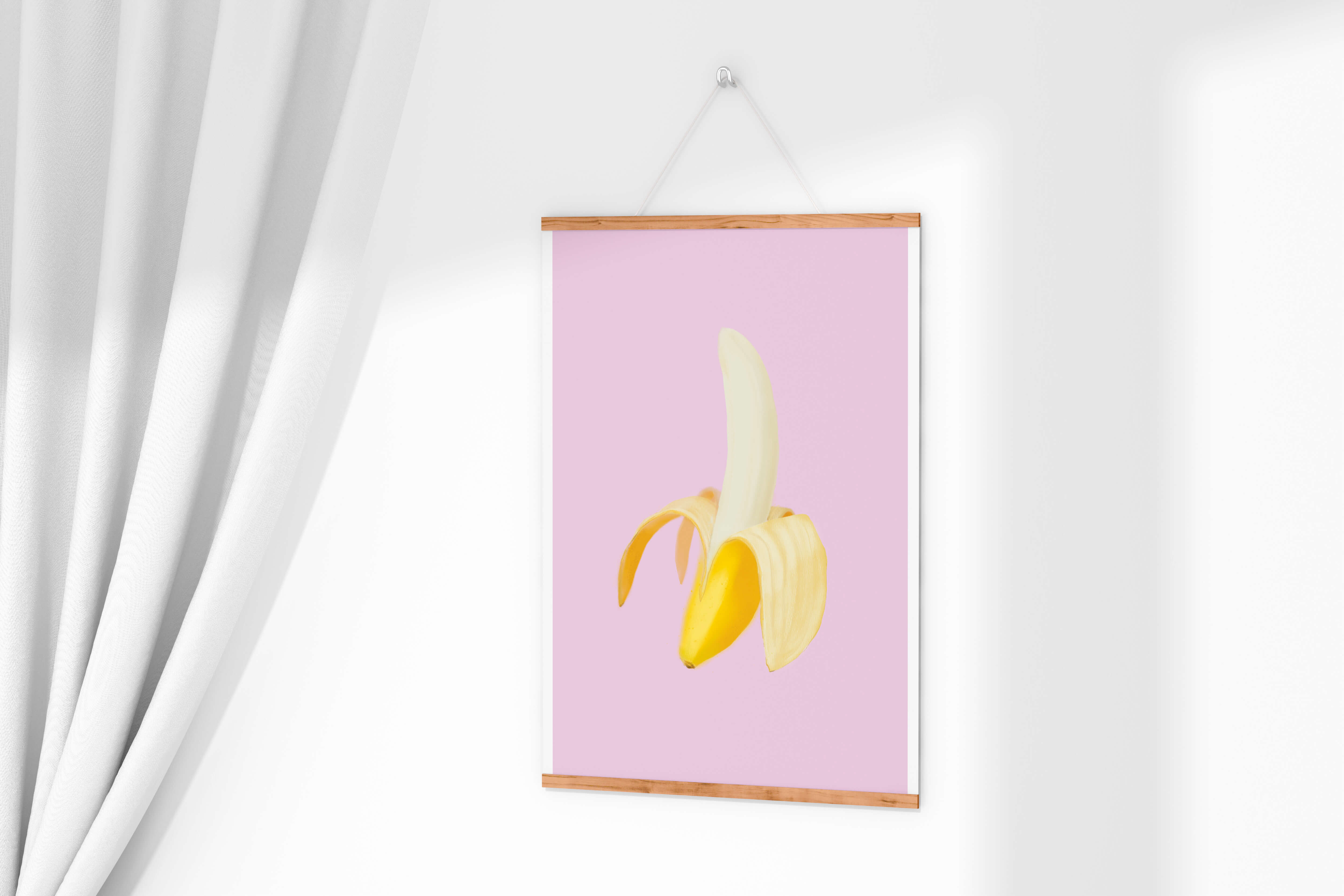 Open banana with purple background for vibrant decoration