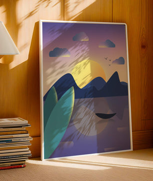 Coucher de soleil serein sur les montagnes avec reflet tranquille sur le lac