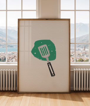 Spatula Artwork with Green Abstract Background - Mi tienda