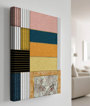 Geometric Abstract Art with Textured Blocks and Gold Accents - Mi tienda
