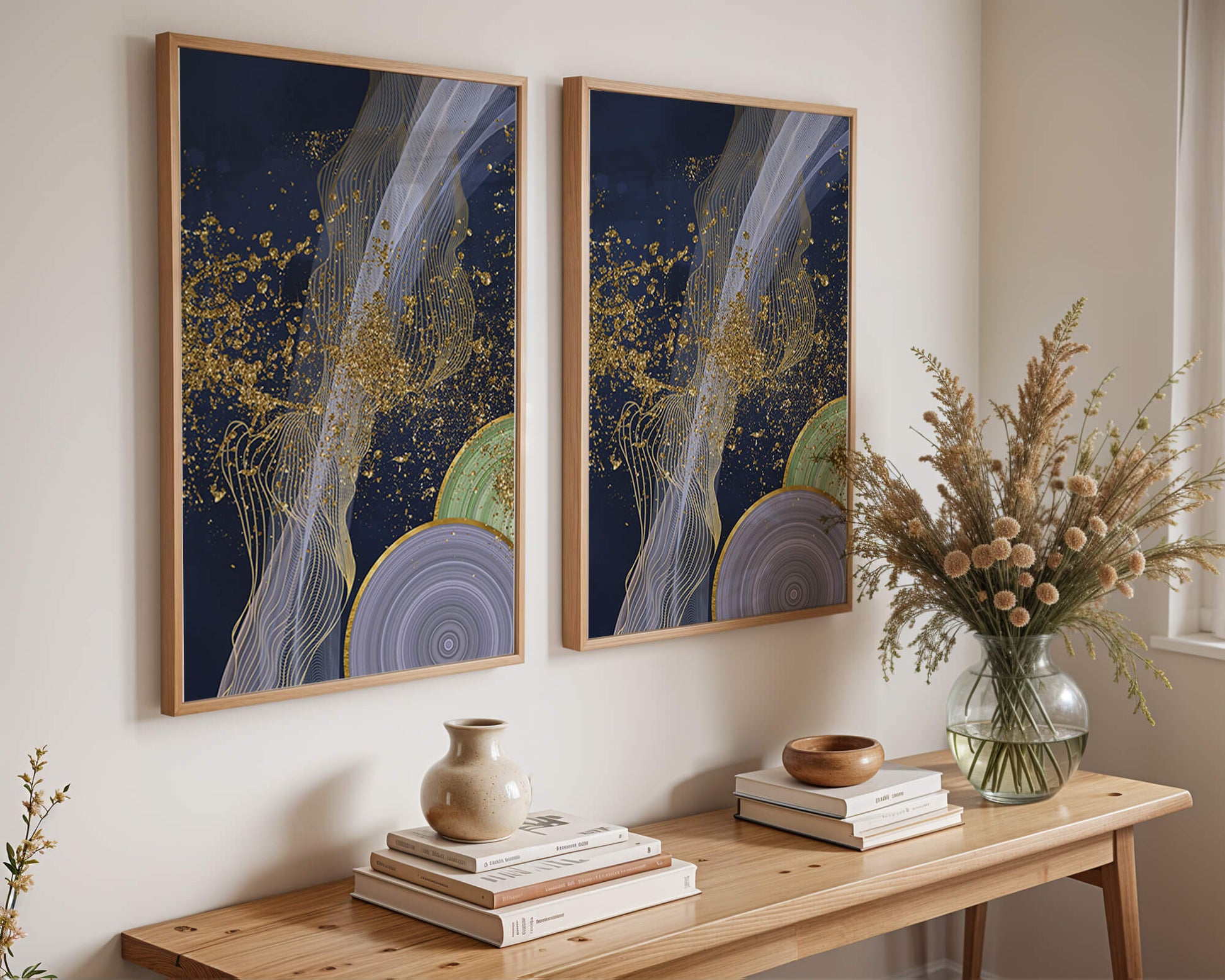 Abstract swirl with gold accents on dark background