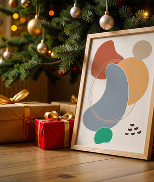 Abstract geometric art with colorful organic shapes and lines