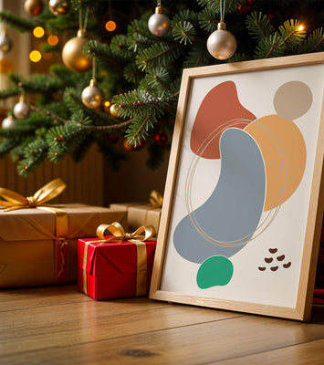 Abstract geometric art with colorful organic shapes and lines