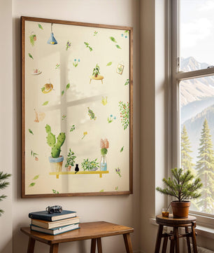 Illustration décorative avec des plantes et des éléments chaleureux