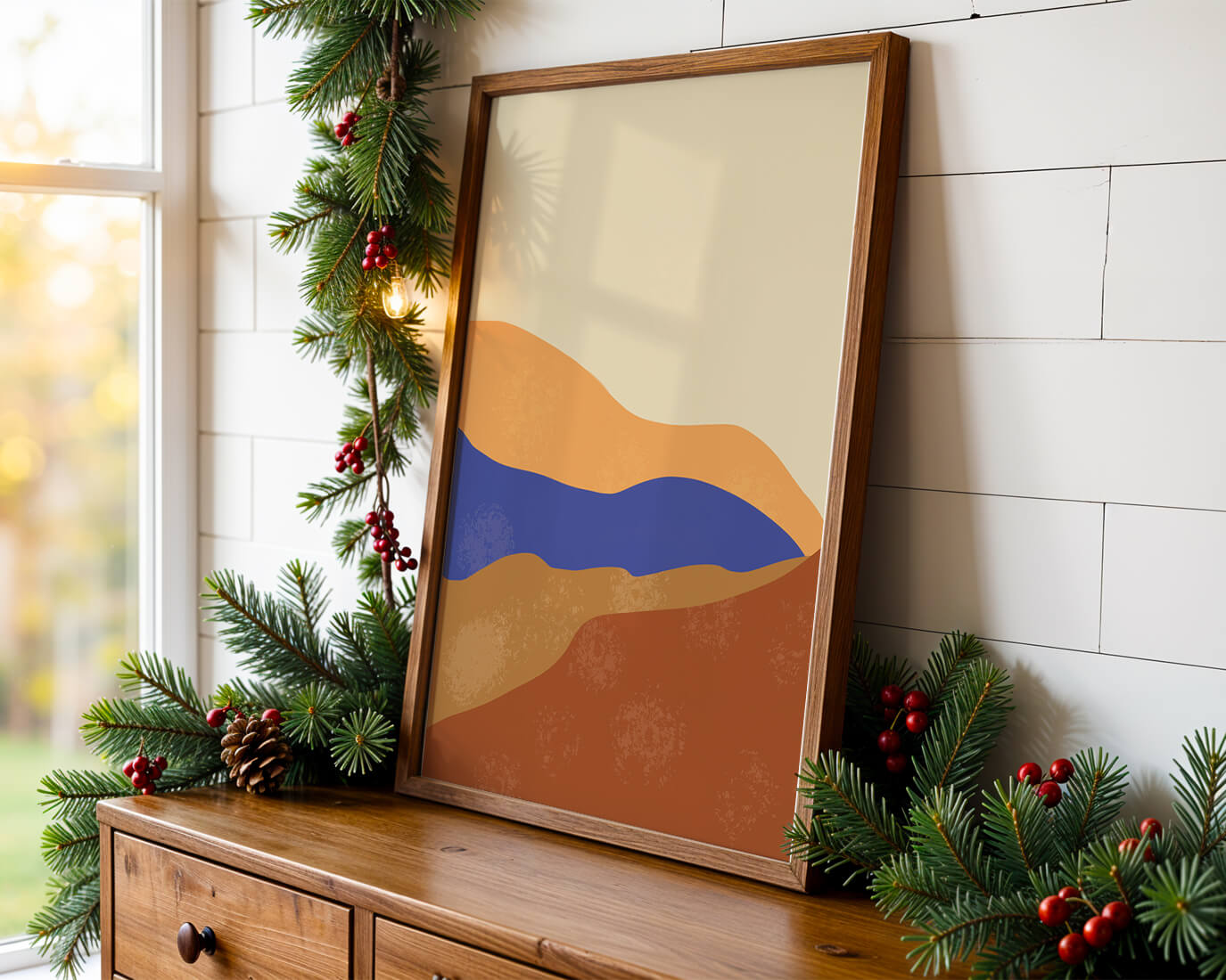 Paisaje abstracto con olas coloridas y bordes audaces