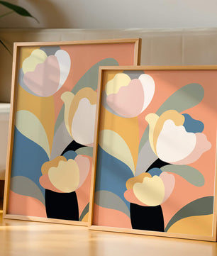 Colorful abstract shapes with soft pastel tones
