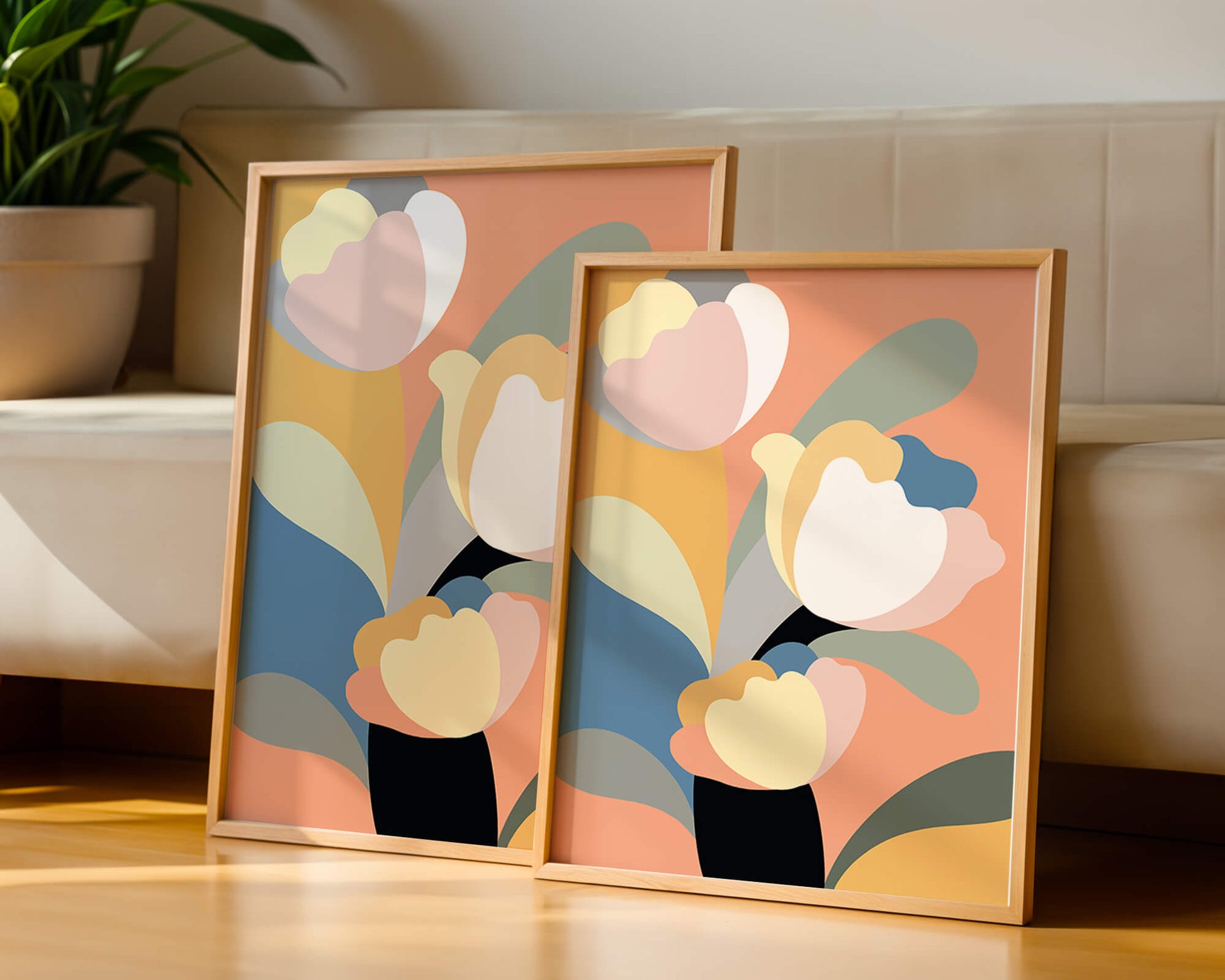Colorful abstract shapes with soft pastel tones
