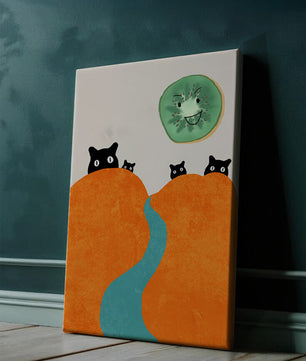 Playful Cats and Smiling Kiwi in Vibrant Hills
