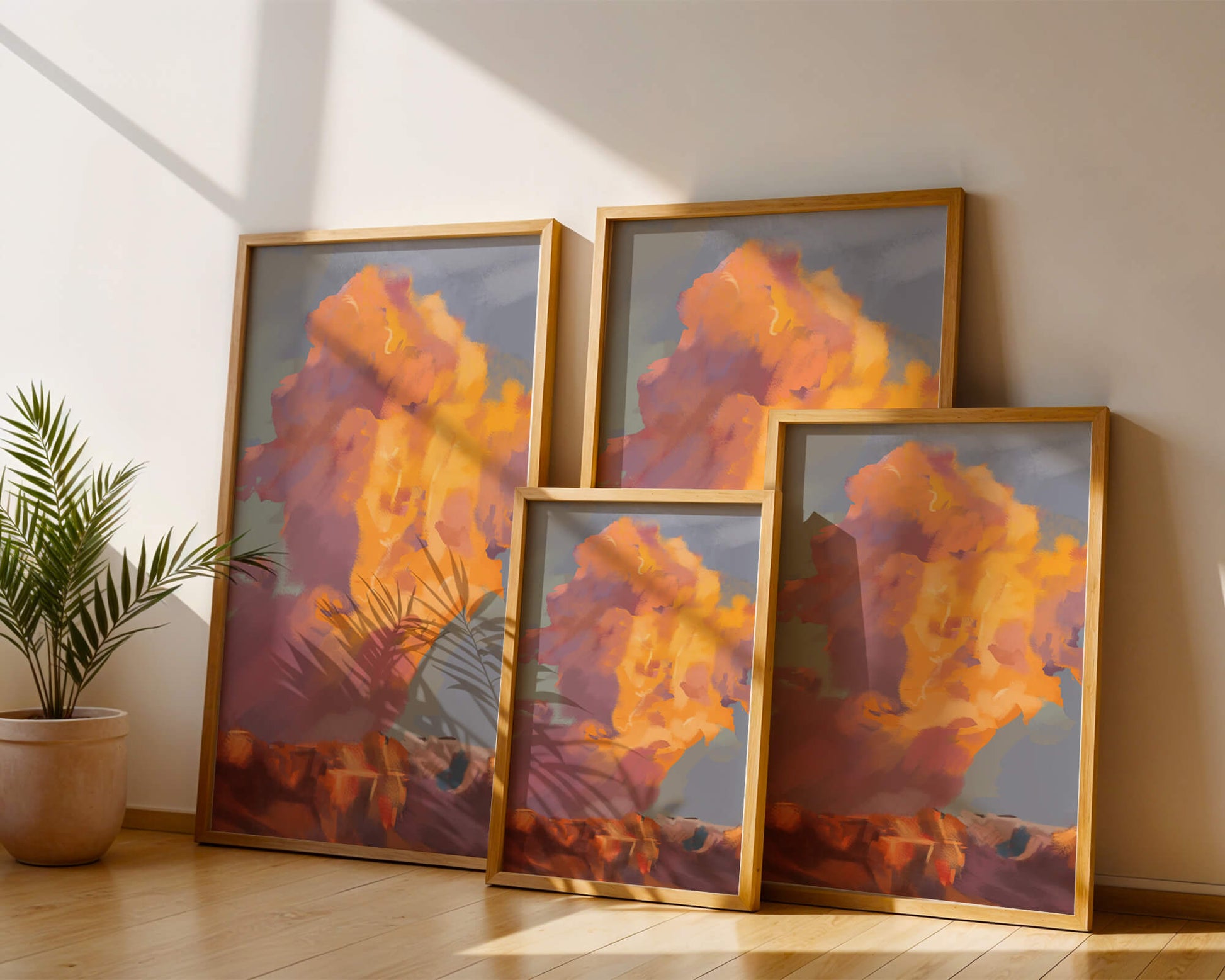 Vibrant sunset with dramatic clouds and rich colors