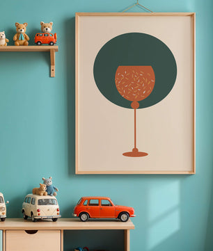 Wine Glass with Decorative Elements on Modern Minimalist Background - Mi tienda