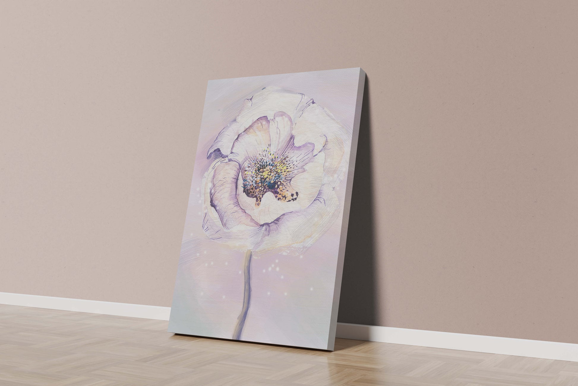 Elegant watercolor flower illustration with delicate pastel tones