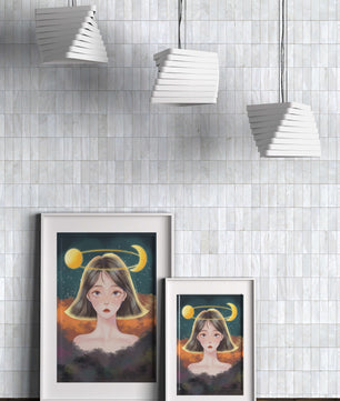 Surreal portrait of a girl with celestial elements