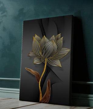 Golden Lotus Flower On Abstract Grey Background - Mi tienda