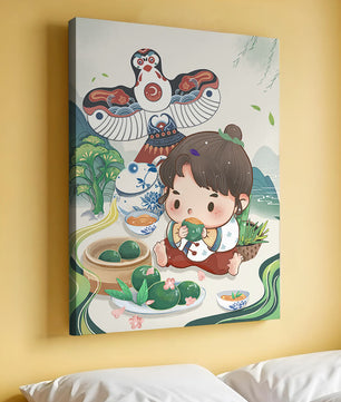 Charmante illustration d’un enfant savourant un plat traditionnel