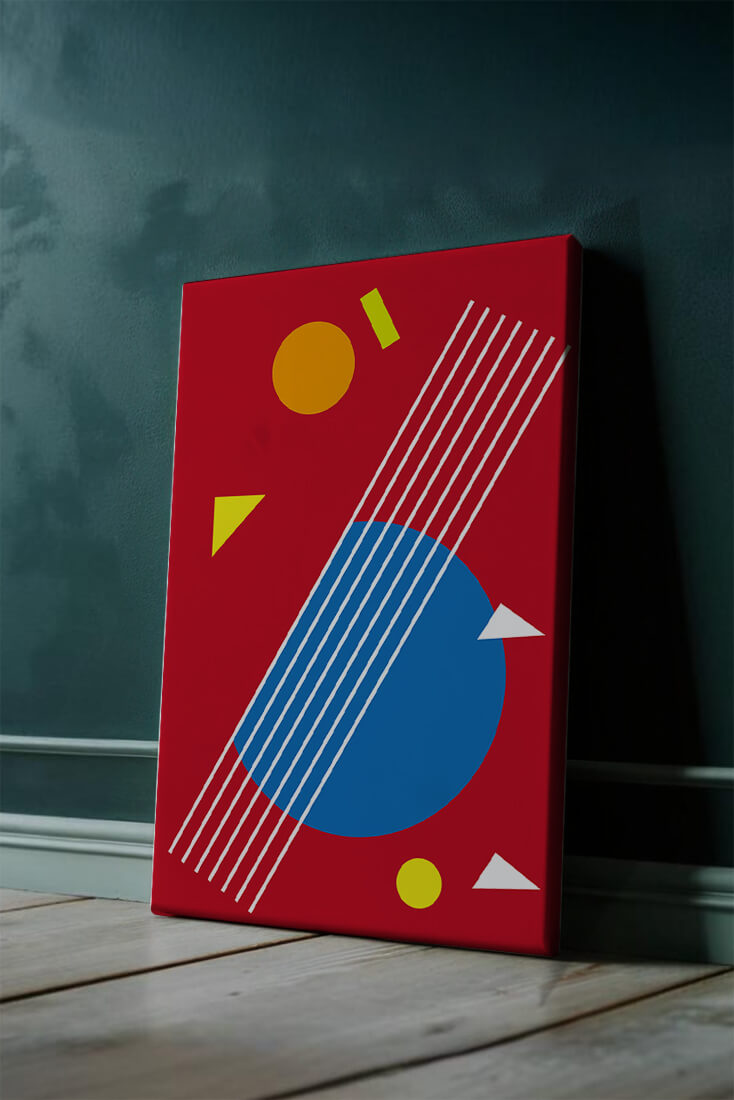 Abstract geometric shapes with bold colors and lines