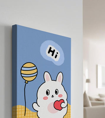 Adorable cartoon bunny with balloon and heart illustration