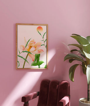 Serene Lotus Flower with Sun in Minimalist Natural Setting - Mi tienda