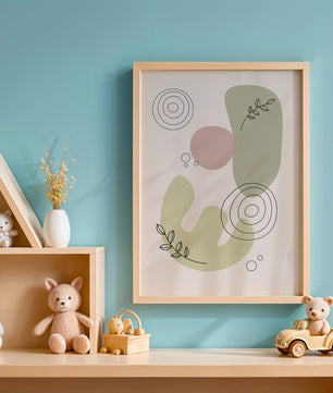 Abstract shapes and leaves in minimalistic design