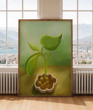 Young Green Plant Emerging from the Soil