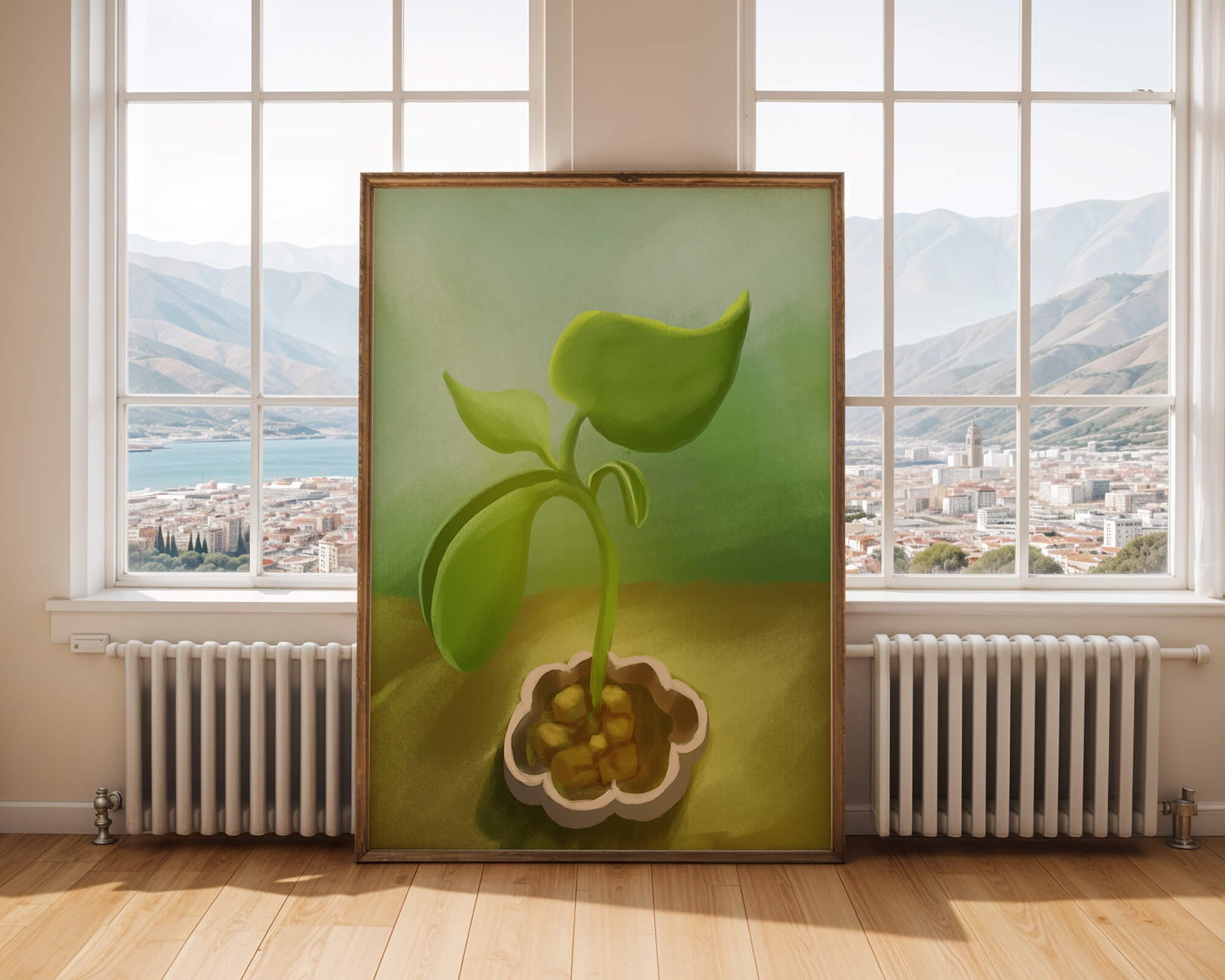 Young Green Plant Emerging from the Soil