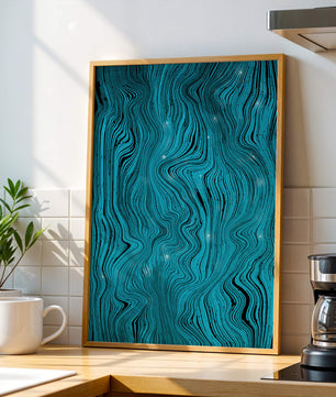 Abstract Wavy Blue Pattern with Black Lines - Mi tienda