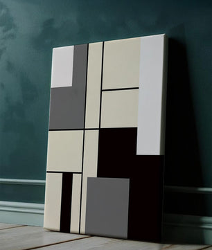 Abstraktes geometrisches Design mit gedämpften Farbtönen und kräftigen Linien