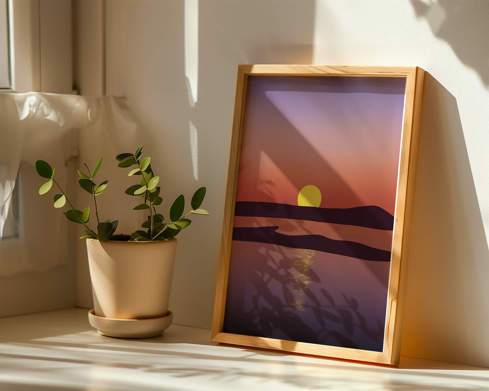 Sunset Over Tranquil Water with Vibrant Sky