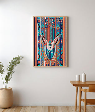 Diseño geométrico abstracto con motivo animal y patrones vibrantes