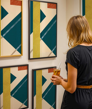 Abstract Geometric Composition with Bold Colors and Textures - Mi tienda