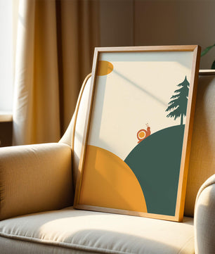 A Snail Climbing a Hill in Minimalist Nature Art - Mi tienda