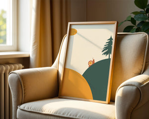 A Snail Climbing a Hill in Minimalist Nature Art - Mi tienda