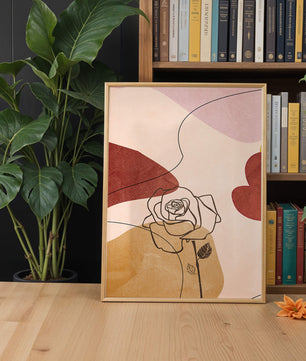 Abstract Line Art Rose with Earth Tones and Minimalist Design - Mi tienda