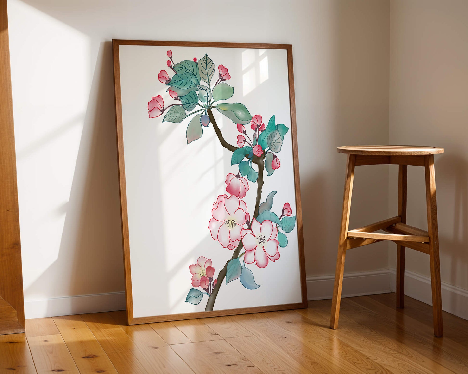 Elegant floral watercolor illustration with cherry blossom