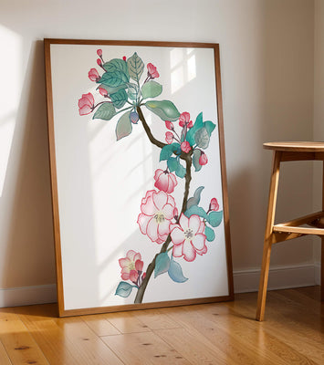 Elegant floral watercolor illustration with cherry blossom