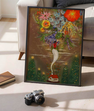 Charming illustration of floral fantasy scene