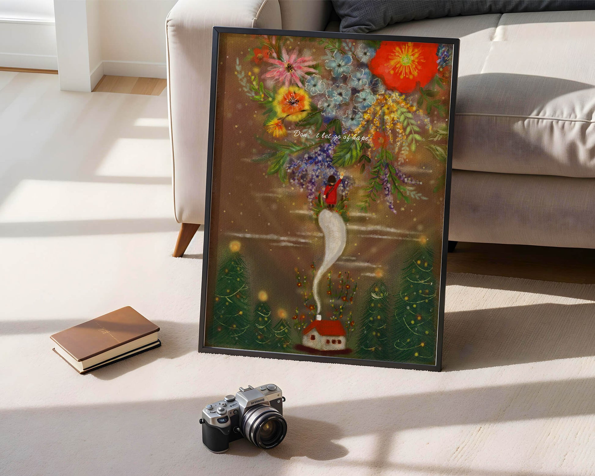 Charming illustration of floral fantasy scene