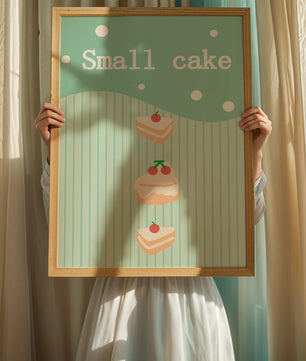 Charming illustration of small cakes with cherries