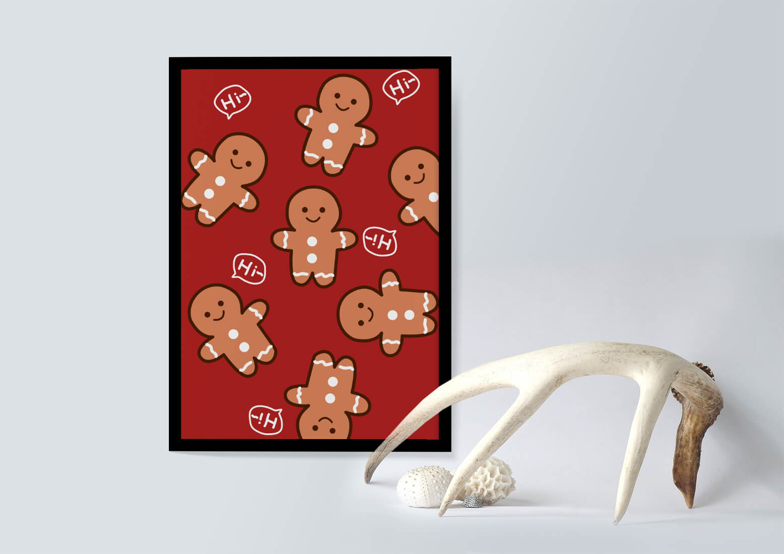 Playful gingerbread pattern with holiday greetings
