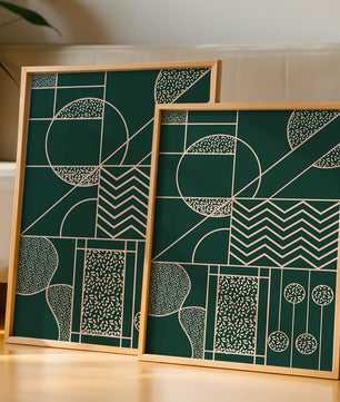 Geometric Abstract Art with Circle and Line Patterns