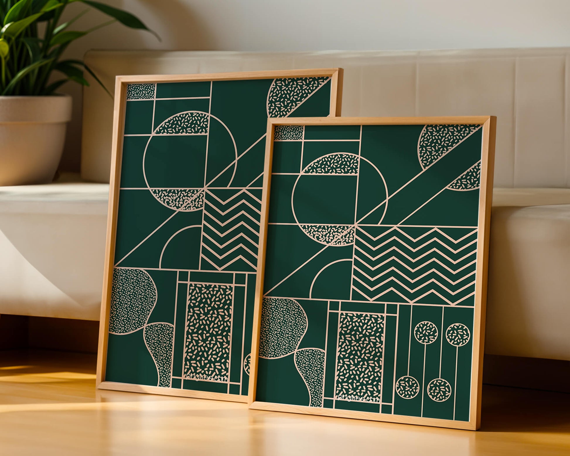 Geometric Abstract Art with Circle and Line Patterns