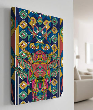 Arte abstracto geométrico colorido con patrones simétricos