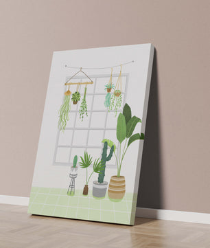 Decoración de interior con plantas colgantes y en macetas