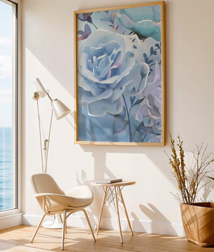Serene Blue Roses With Delicate Leaves on Soft Background
