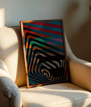 Arte abstracto geométrico colorido con rayas concéntricas