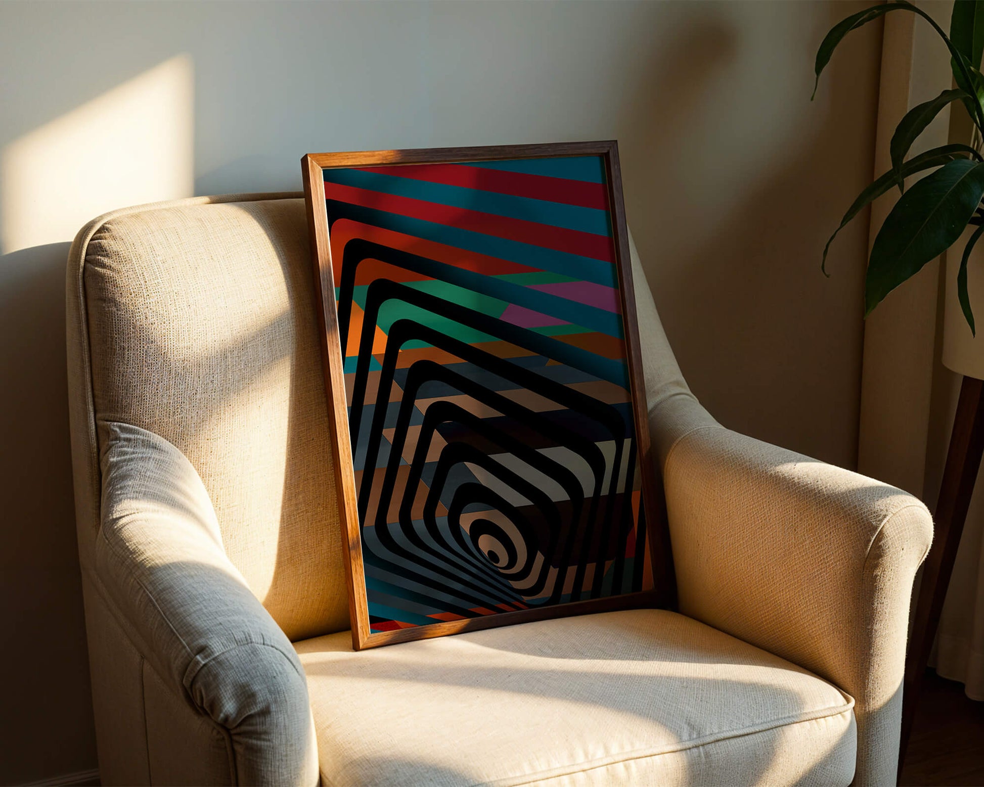 Colorful Geometric Abstract Art with Concentric Stripes